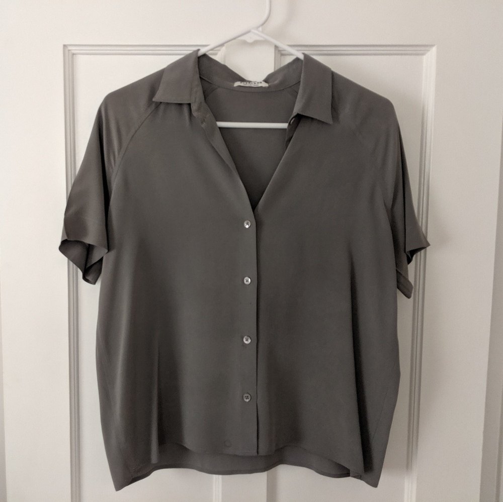 Everlane Sill Short Sleeve Shirt - Small - Grey